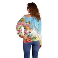 National Ukulele Day Off Shoulder Sweater Tropical Vibe