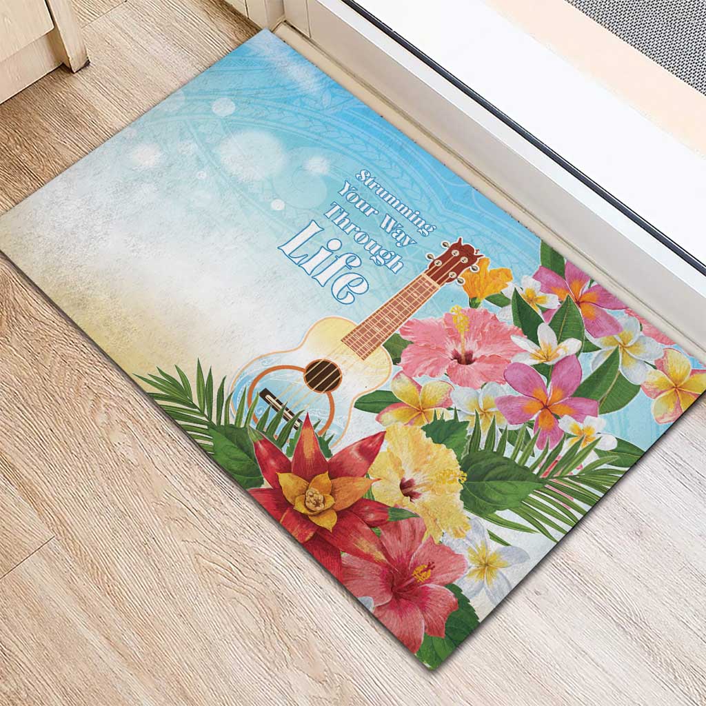 National Ukulele Day Rubber Doormat Tropical Vibe