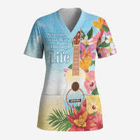National Ukulele Day Scrub Top Tropical Vibe - Polynesian Pride