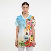 National Ukulele Day Scrub Top Tropical Vibe - Polynesian Pride