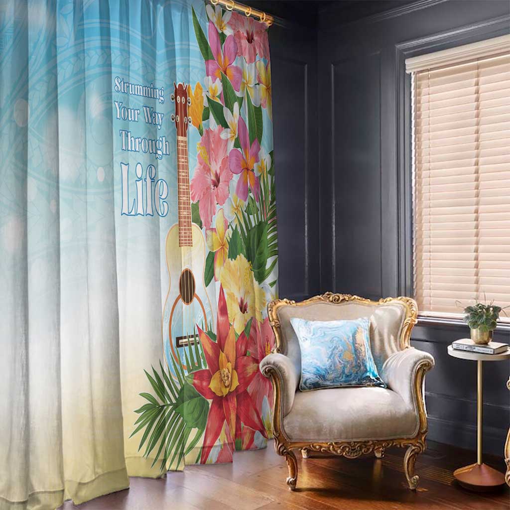 National Ukulele Day Window Curtain Tropical Vibe