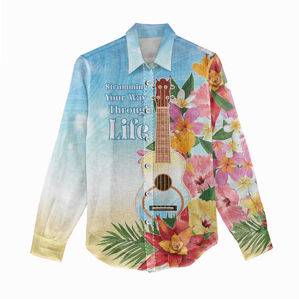 National Ukulele Day Women Casual Shirt Tropical Vibe