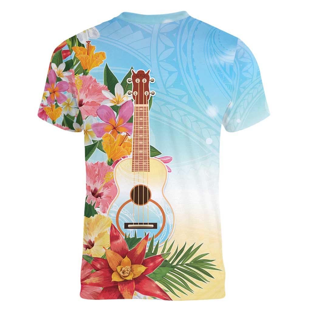 National Ukulele Day Women V-Neck T-Shirt Tropical Vibe