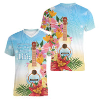 National Ukulele Day Women V-Neck T-Shirt Tropical Vibe