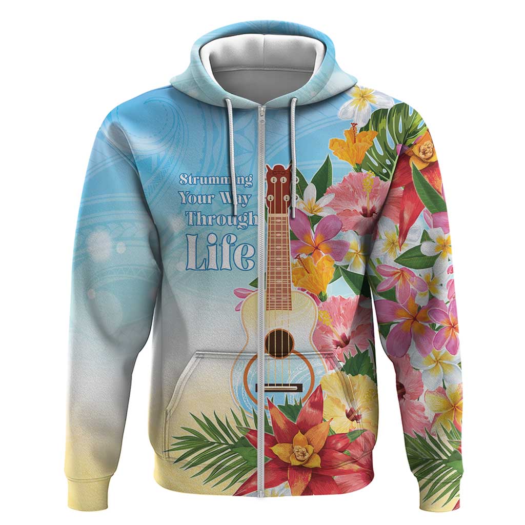 National Ukulele Day Zip Hoodie Tropical Vibe LT05 Zip Hoodie Colorful - Polynesian Pride
