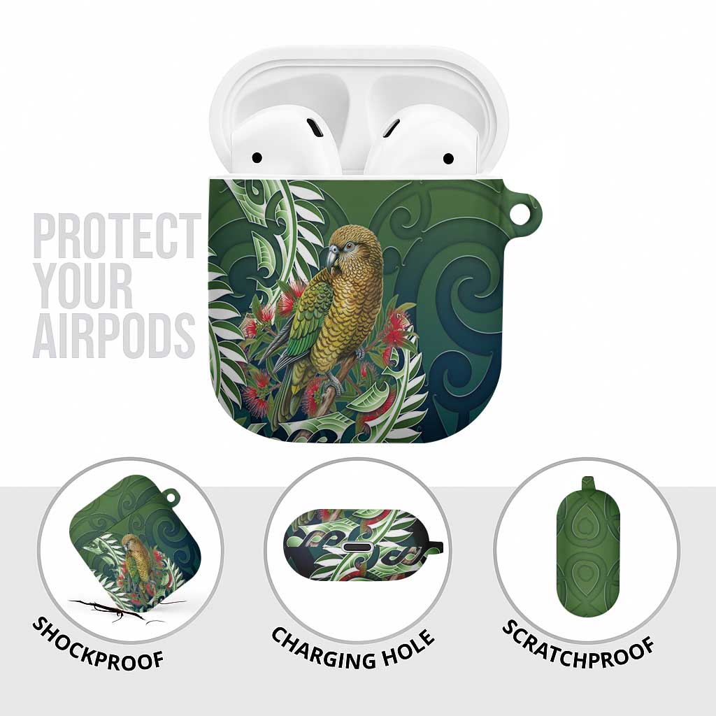 New Zealand Kea Bird AirPods Case With Maori Koru Fern LT05 - Polynesian Pride
