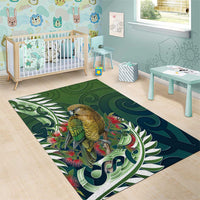New Zealand Kea Bird Area Rug With Maori Koru Fern - Polynesian Pride