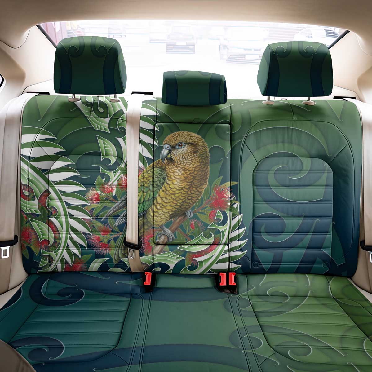 New Zealand Kea Bird Back Car Seat Cover With Maori Koru Fern - Polynesian Pride