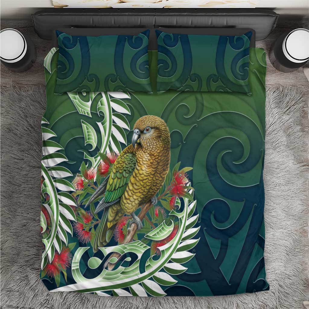 New Zealand Kea Bird Bedding Set With Maori Koru Fern - Polynesian Pride