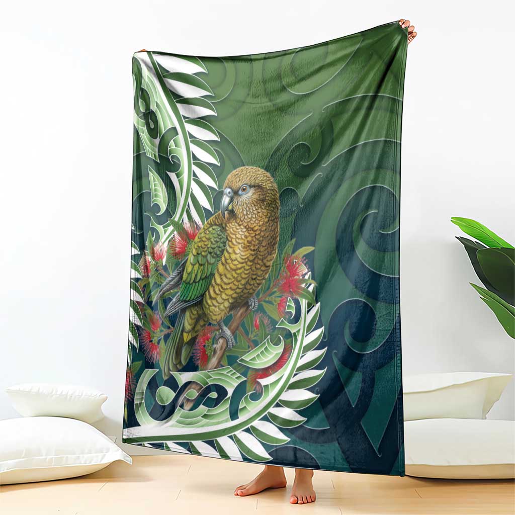 New Zealand Kea Bird Blanket With Maori Koru Fern - Polynesian Pride
