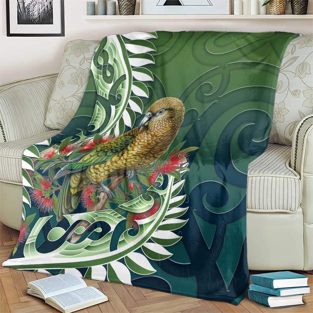 New Zealand Kea Bird Blanket With Maori Koru Fern - Polynesian Pride