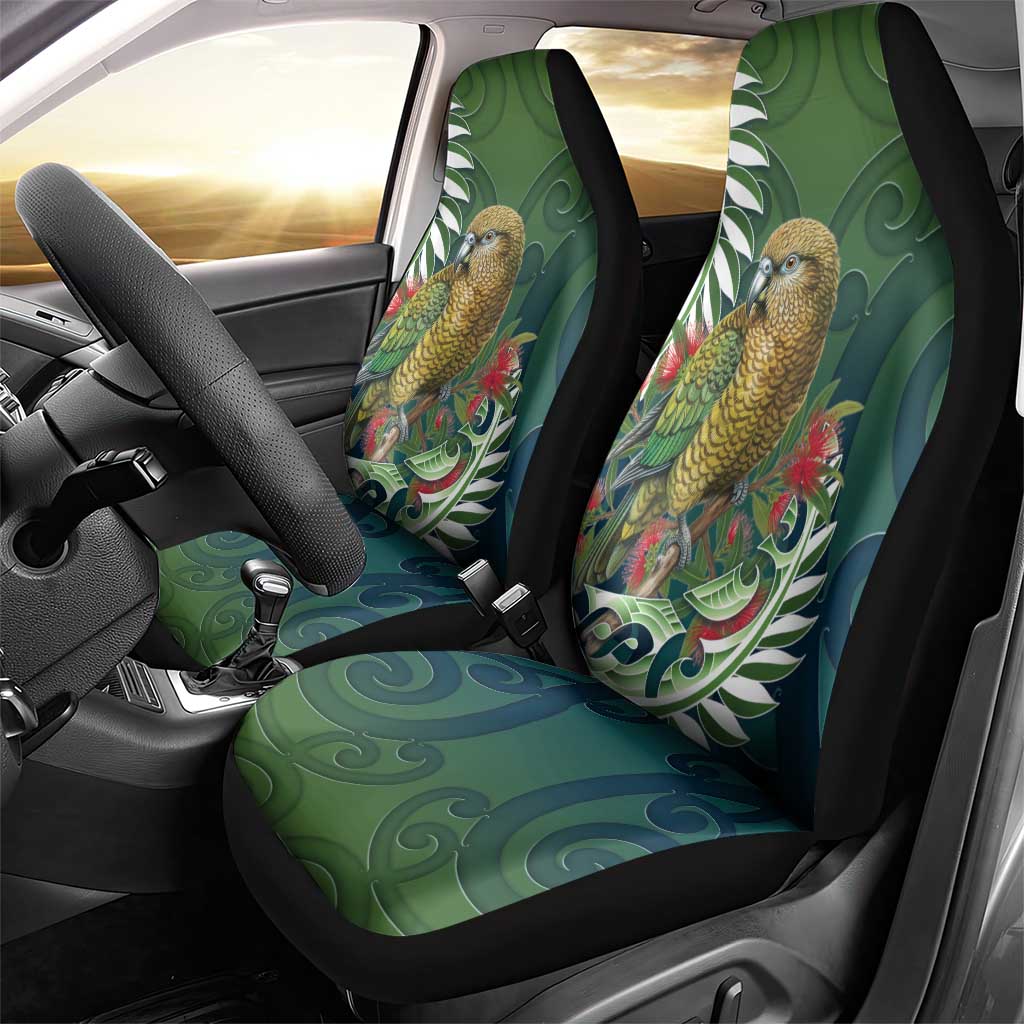New Zealand Kea Bird Car Seat Cover With Maori Koru Fern - Polynesian Pride