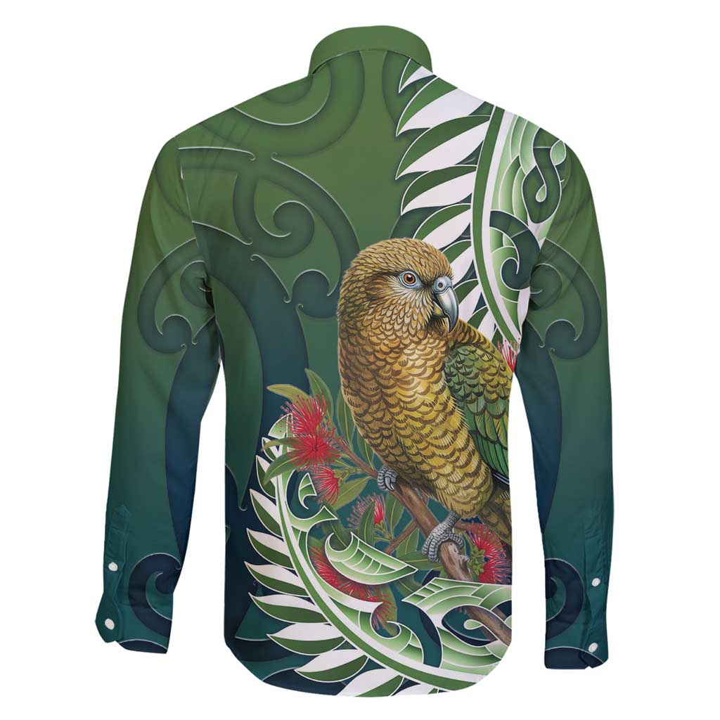 New Zealand Kea Bird Family Matching Long Sleeve Bodycon Dress and Hawaiian Shirt With Maori Koru Fern - Polynesian Pride