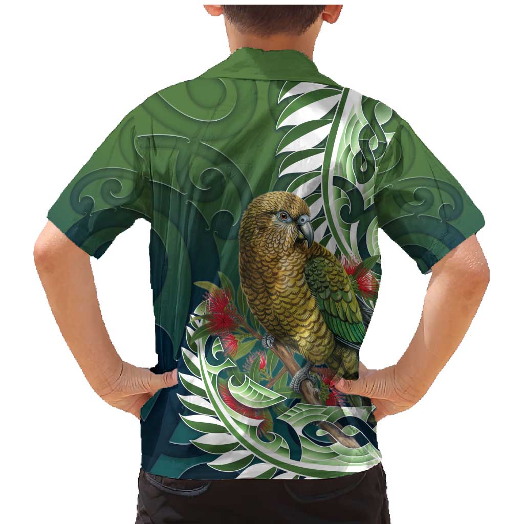 New Zealand Kea Bird Family Matching Mermaid Dress and Hawaiian Shirt With Maori Koru Fern - Polynesian Pride