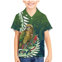 New Zealand Kea Bird Family Matching Mermaid Dress and Hawaiian Shirt With Maori Koru Fern - Polynesian Pride