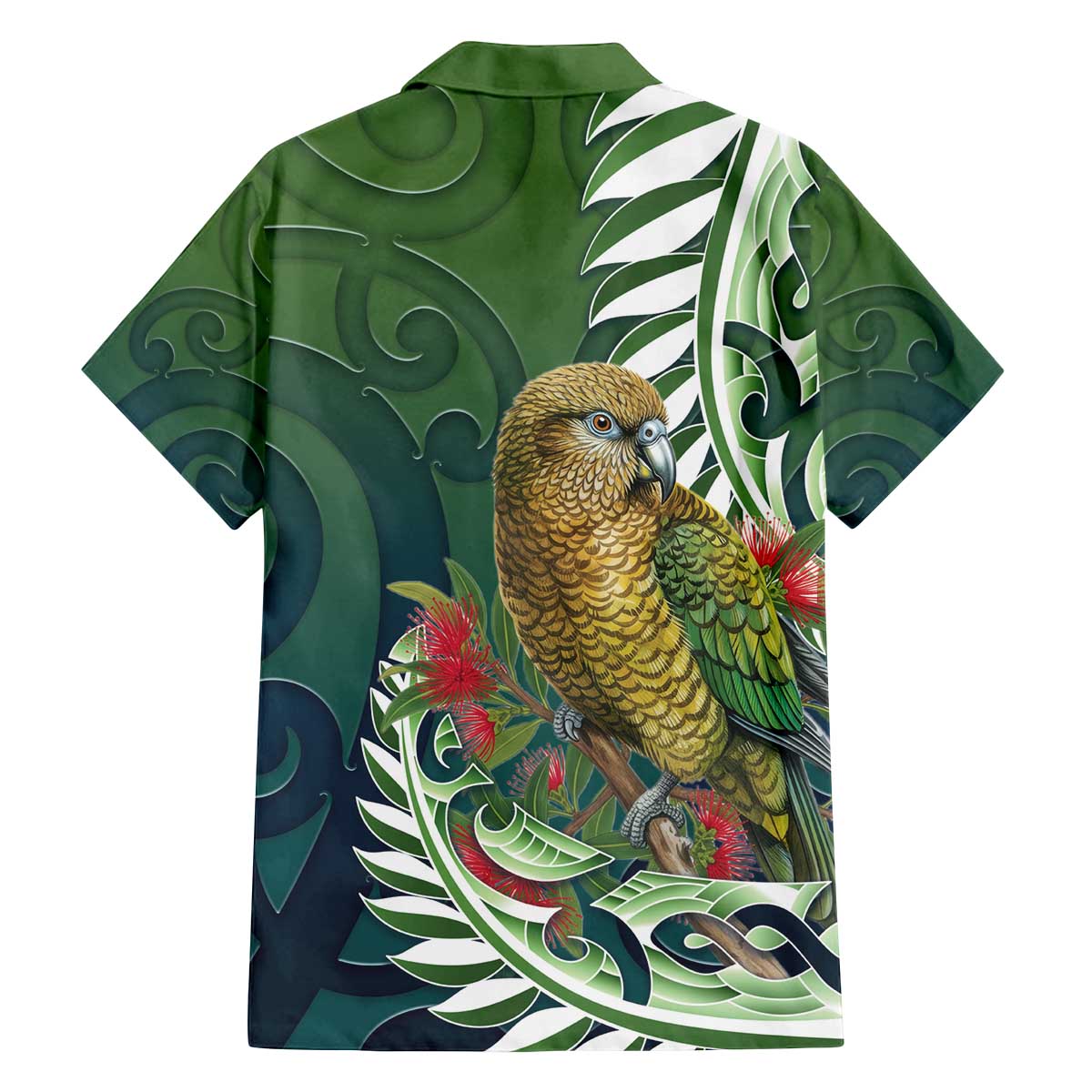 New Zealand Kea Bird Family Matching Off The Shoulder Long Sleeve Dress and Hawaiian Shirt With Maori Koru Fern - Polynesian Pride