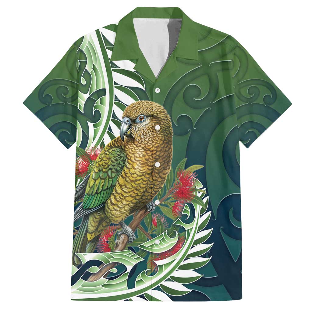 New Zealand Kea Bird Family Matching Off Shoulder Short Dress and Hawaiian Shirt With Maori Koru Fern - Polynesian Pride