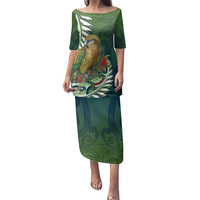 New Zealand Kea Bird Family Matching Puletasi and Hawaiian Shirt With Maori Koru Fern - Polynesian Pride