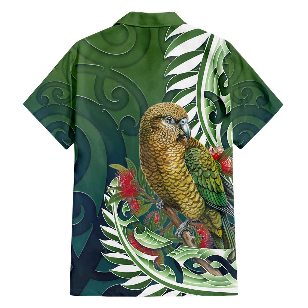 New Zealand Kea Bird Family Matching Short Sleeve Bodycon Dress and Hawaiian Shirt With Maori Koru Fern - Polynesian Pride