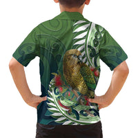 New Zealand Kea Bird Family Matching Tank Maxi Dress and Hawaiian Shirt With Maori Koru Fern - Polynesian Pride