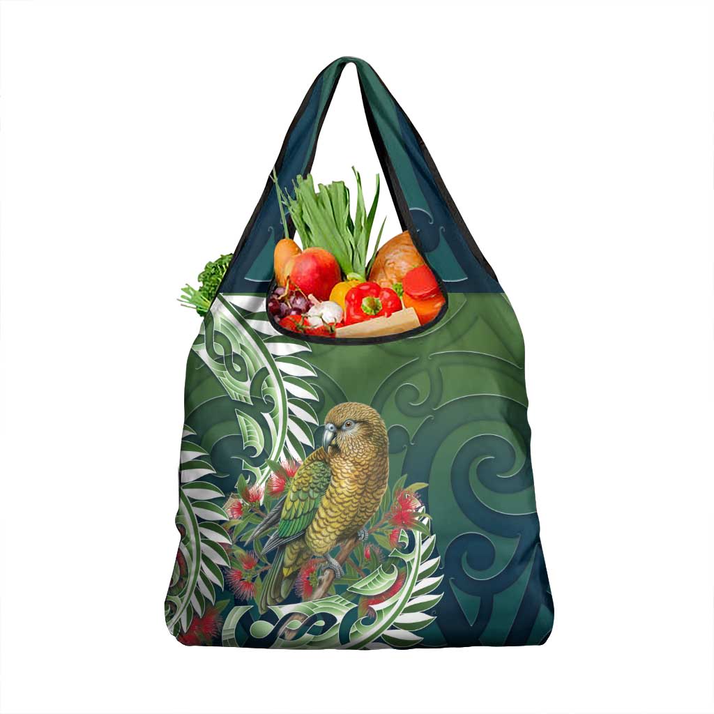 New Zealand Kea Bird Grocery Bag With Maori Koru Fern LT05 1-pack One Size Green - Polynesian Pride