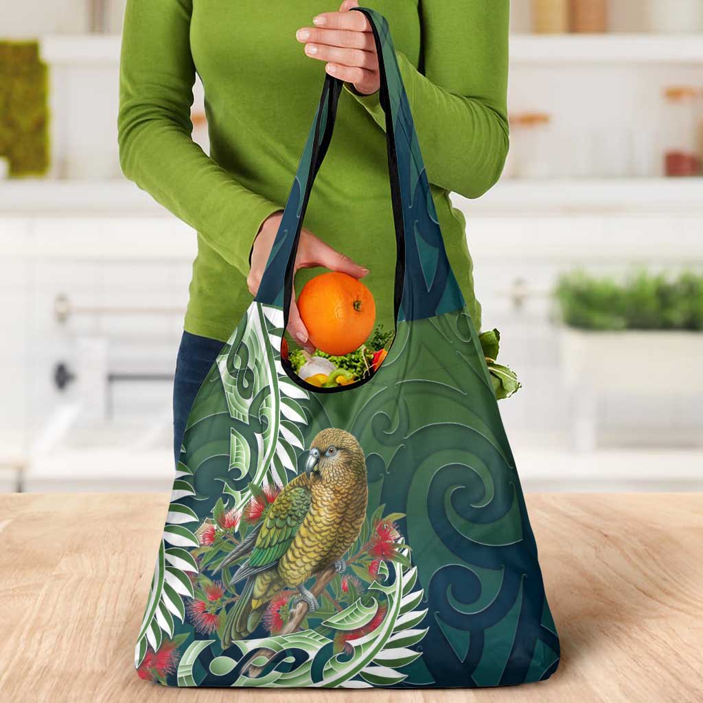 New Zealand Kea Bird Grocery Bag With Maori Koru Fern - Polynesian Pride