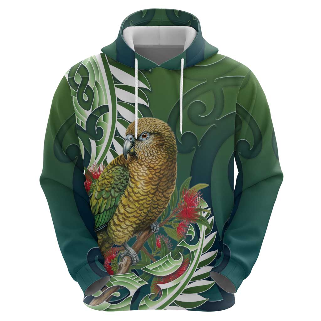 New Zealand Kea Bird Hoodie With Maori Koru Fern - Polynesian Pride