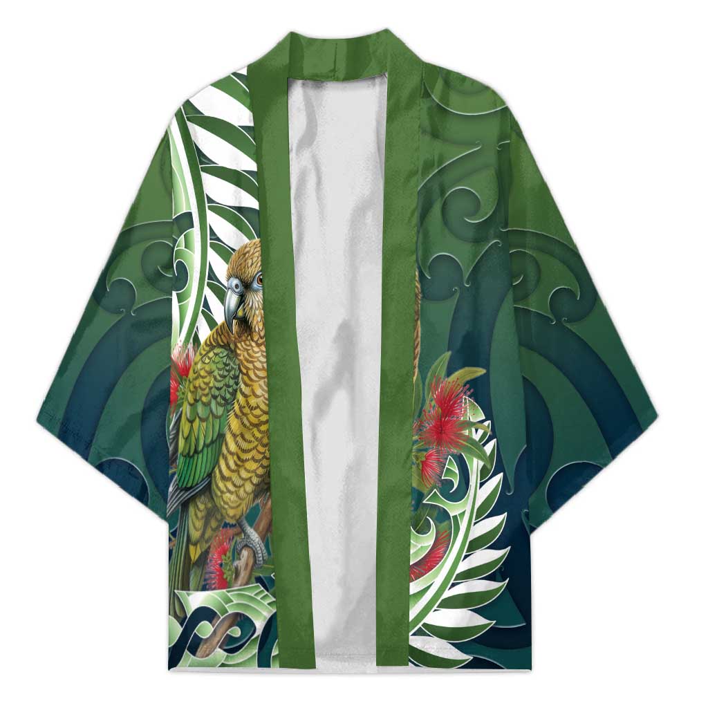 New Zealand Kea Bird Kimono With Maori Koru Fern - Polynesian Pride