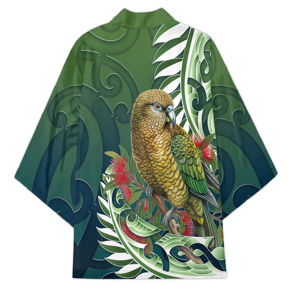 New Zealand Kea Bird Kimono With Maori Koru Fern - Polynesian Pride