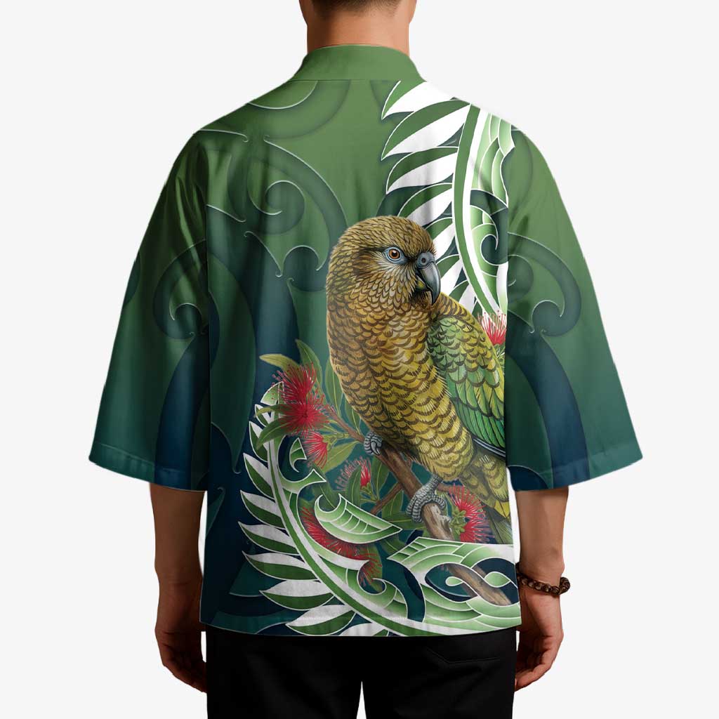 New Zealand Kea Bird Kimono With Maori Koru Fern - Polynesian Pride