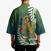 New Zealand Kea Bird Kimono With Maori Koru Fern - Polynesian Pride