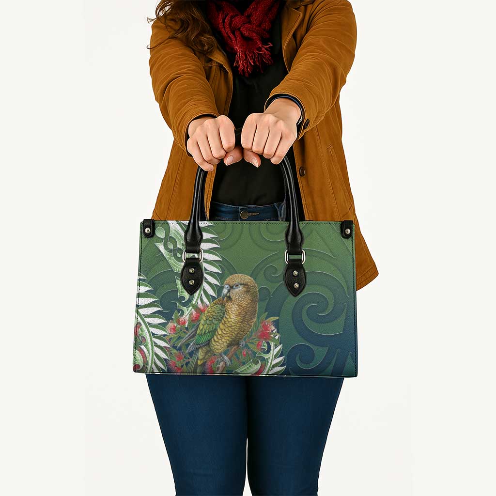 New Zealand Kea Bird Leather Bag With Maori Koru Fern - Polynesian Pride