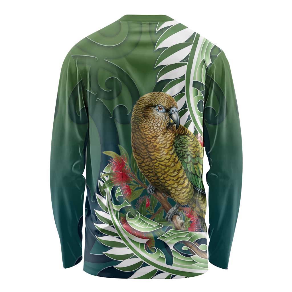 New Zealand Kea Bird Long Sleeve Shirt With Maori Koru Fern LT05 - Polynesian Pride