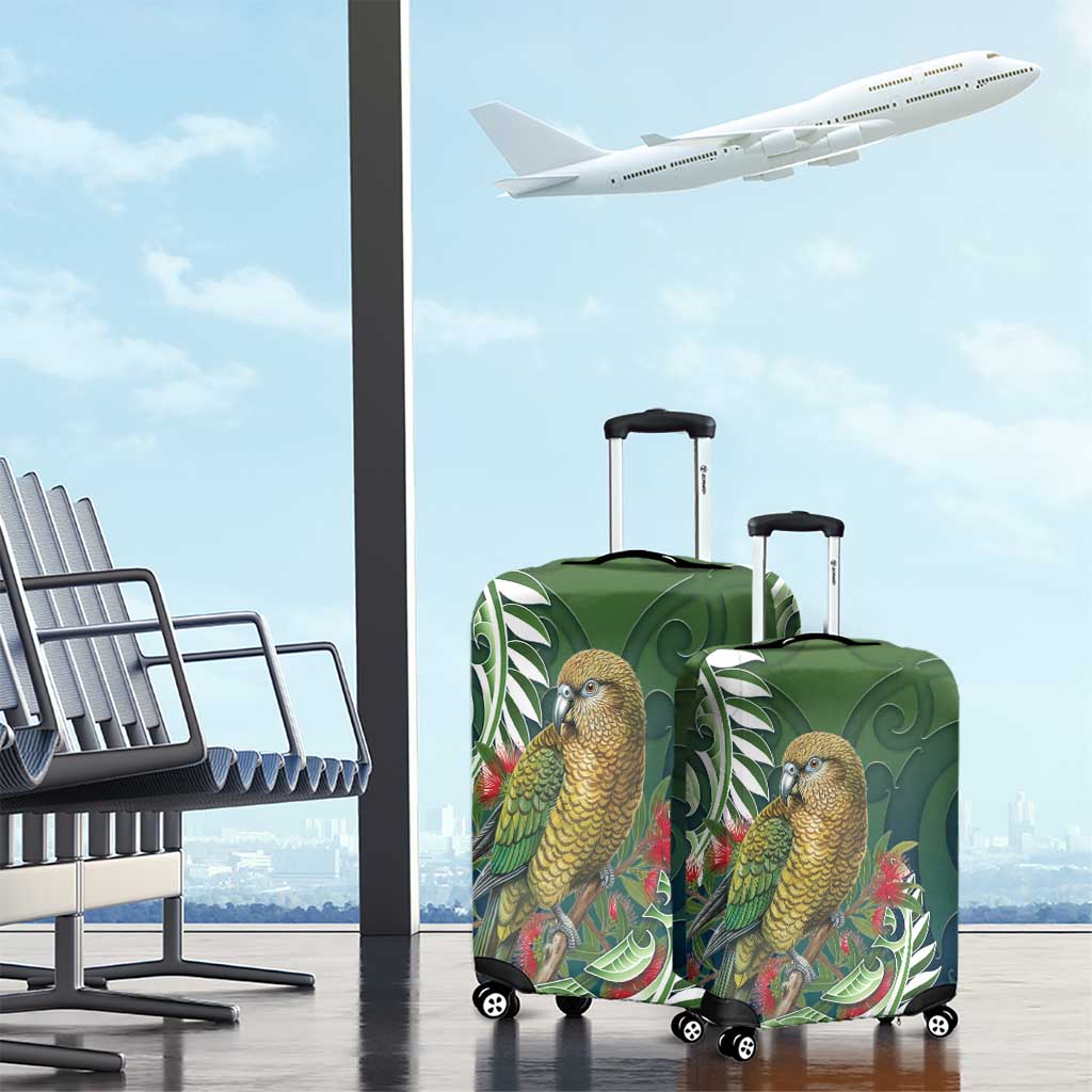 New Zealand Kea Bird Luggage Cover With Maori Koru Fern - Polynesian Pride