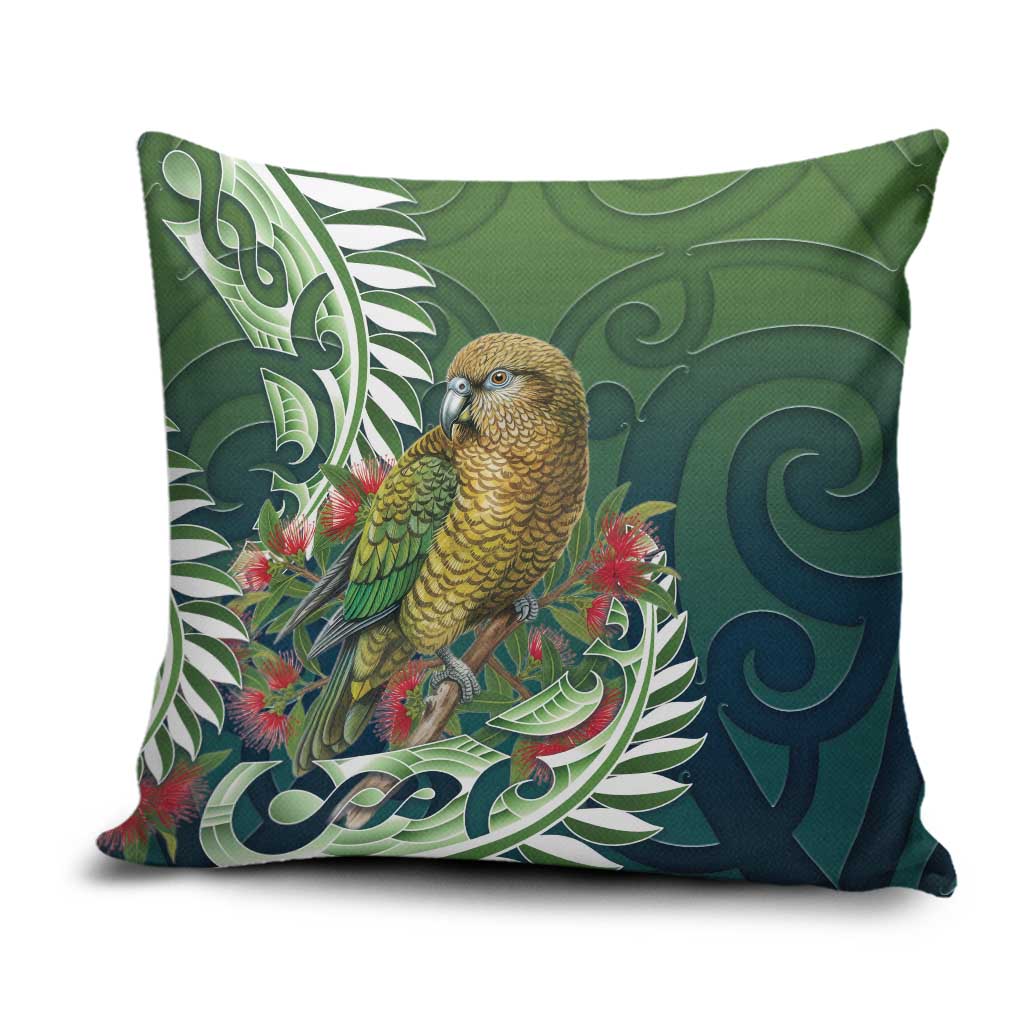 New Zealand Kea Bird Pillow Cover With Maori Koru Fern - Polynesian Pride