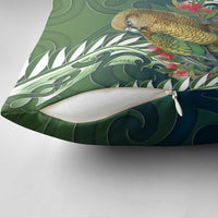 New Zealand Kea Bird Pillow Cover With Maori Koru Fern - Polynesian Pride