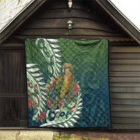 New Zealand Kea Bird Quilt With Maori Koru Fern - Polynesian Pride