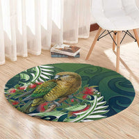 New Zealand Kea Bird Round Carpet With Maori Koru Fern LT05 - Polynesian Pride