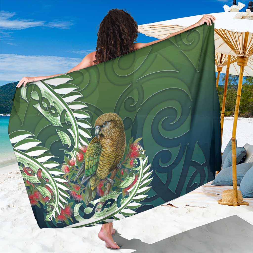 New Zealand Kea Bird Sarong With Maori Koru Fern - Polynesian Pride