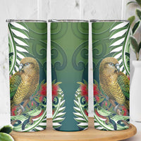 New Zealand Kea Bird Skinny Tumbler With Maori Koru Fern - Polynesian Pride