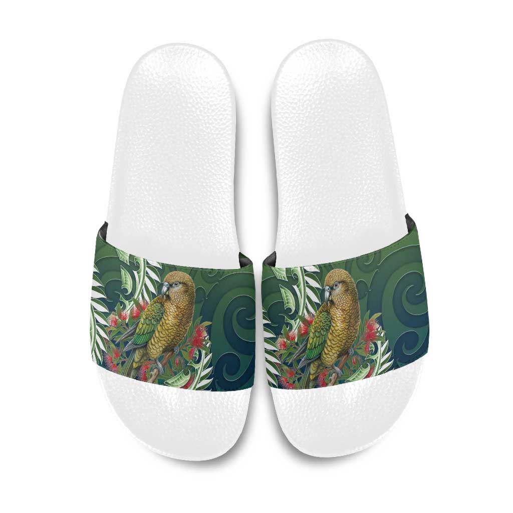 New Zealand Kea Bird Slide Sandals With Maori Koru Fern - Polynesian Pride