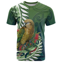 New Zealand Kea Bird T Shirt With Maori Koru Fern - Polynesian Pride