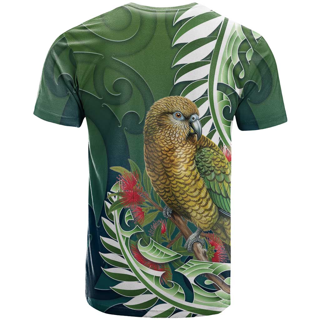 New Zealand Kea Bird T Shirt With Maori Koru Fern - Polynesian Pride