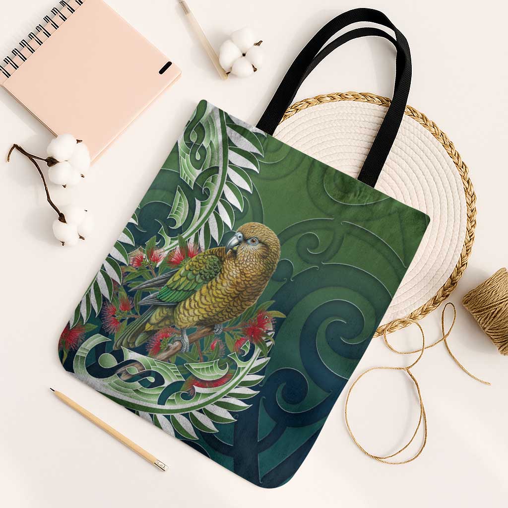 New Zealand Kea Bird Tote Bag With Maori Koru Fern - Polynesian Pride