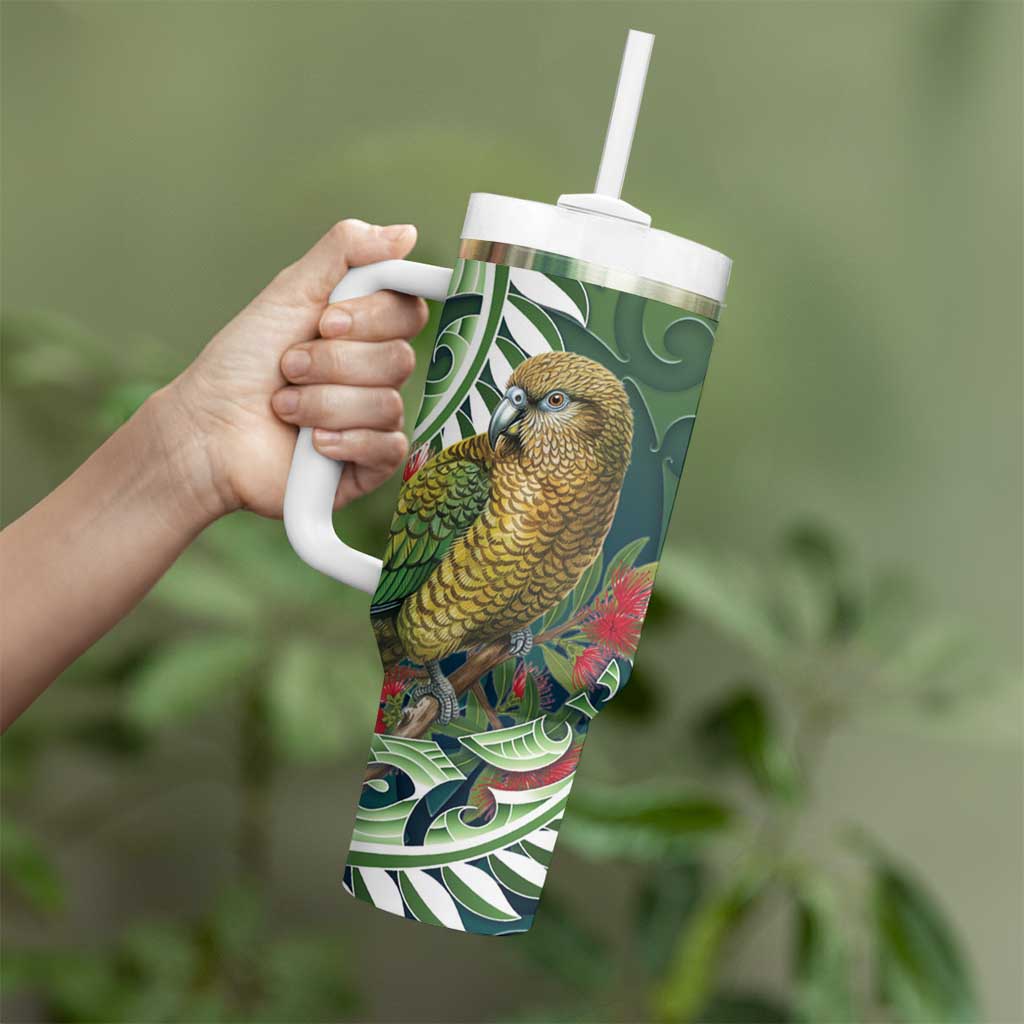 New Zealand Kea Bird Tumbler With Handle With Maori Koru Fern - Polynesian Pride