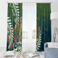 New Zealand Kea Bird Window Curtain With Maori Koru Fern - Polynesian Pride