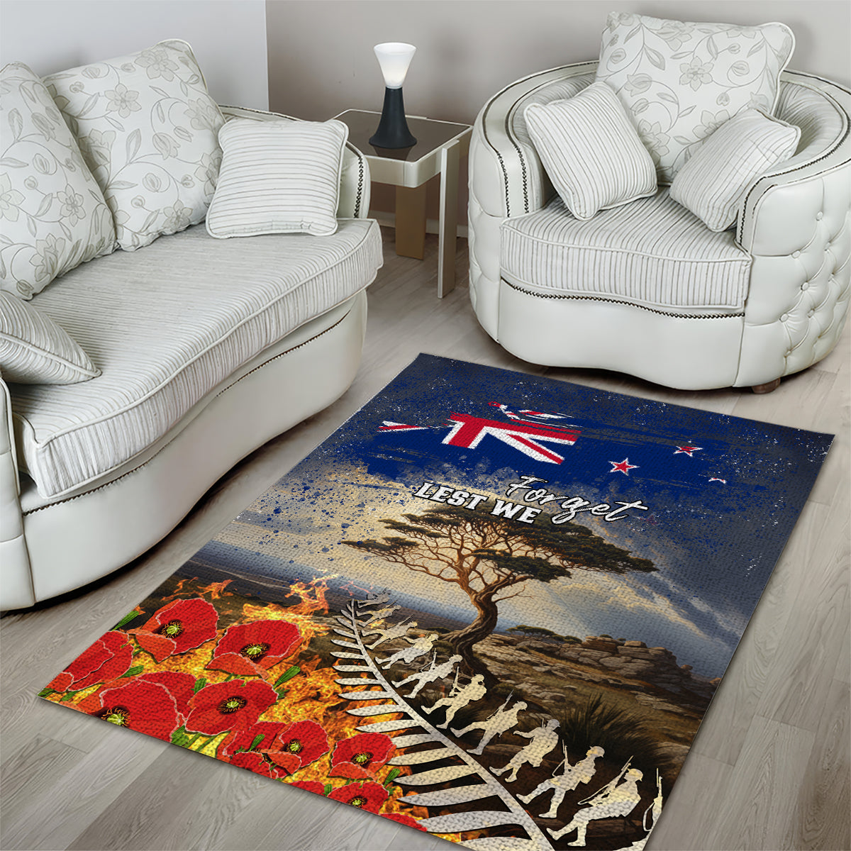 New Zealand ANZAC Day Area Rug The Lonesome Pine With Soldier Fern LT05 - Polynesian Pride
