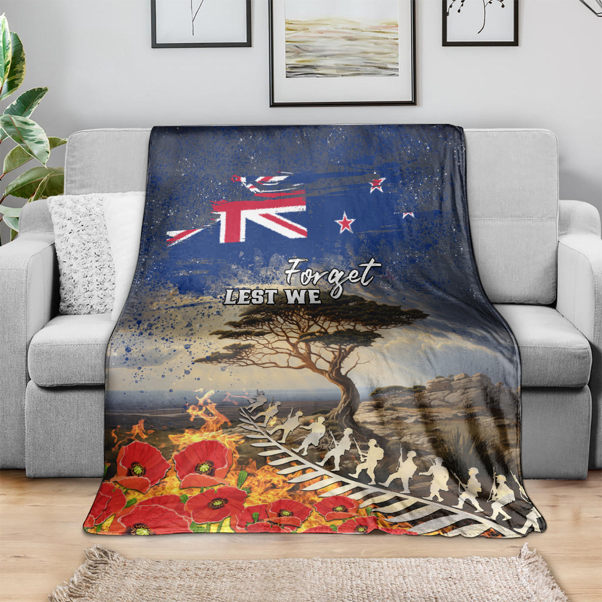 New Zealand ANZAC Day Blanket The Lonesome Pine With Soldier Fern LT05 - Polynesian Pride