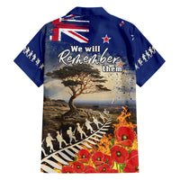 New Zealand ANZAC Day Family Matching Off Shoulder Long Sleeve Dress and Hawaiian Shirt The Lonesome Pine With Soldier Fern LT05 - Polynesian Pride