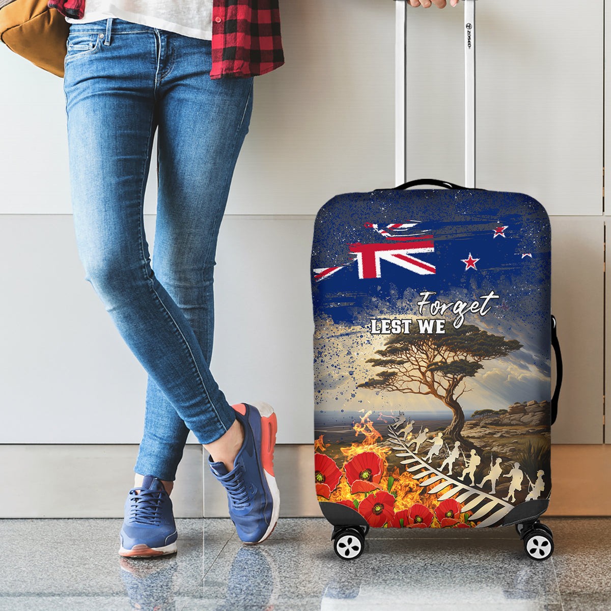 New Zealand ANZAC Day Luggage Cover The Lonesome Pine With Soldier Fern LT05 - Polynesian Pride